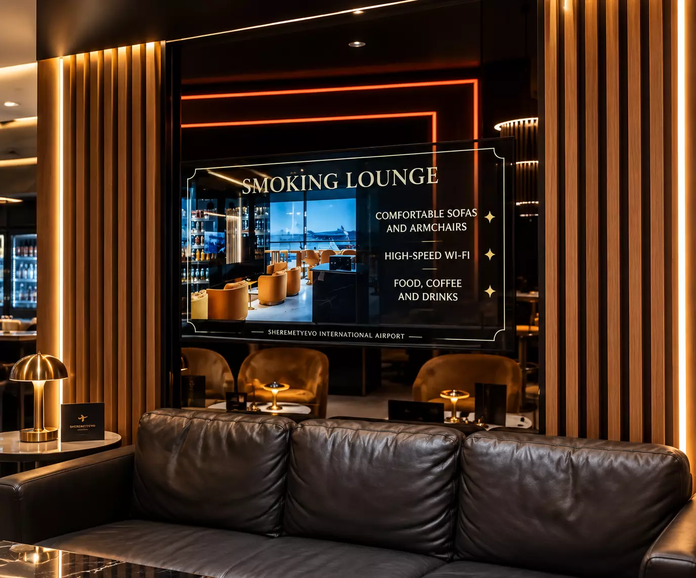 Зеркальный телевизор Burg&Glass в интерьере VIP-зоны аэропорта Шереметьево